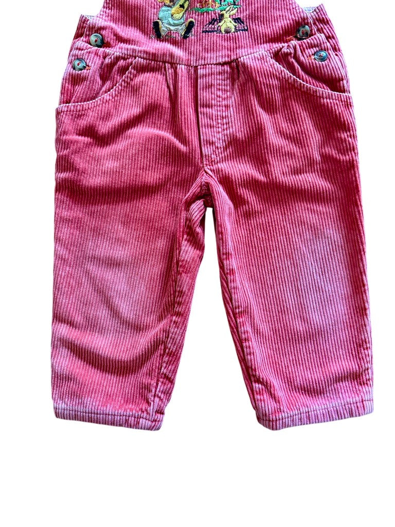 Salopette rayée velours côtelé rose - 24 mois