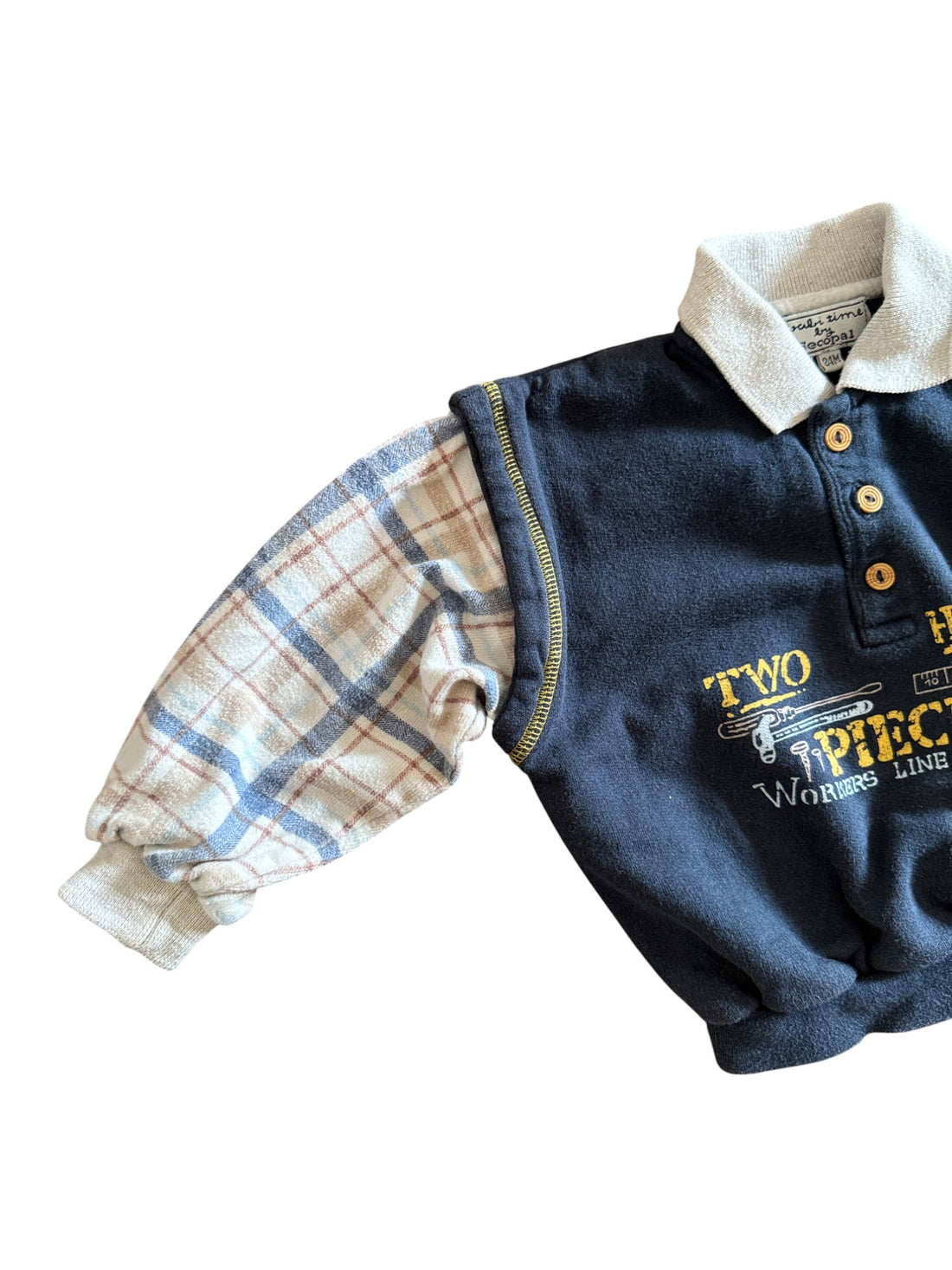 Sweat polo bi-matières - 24 mois