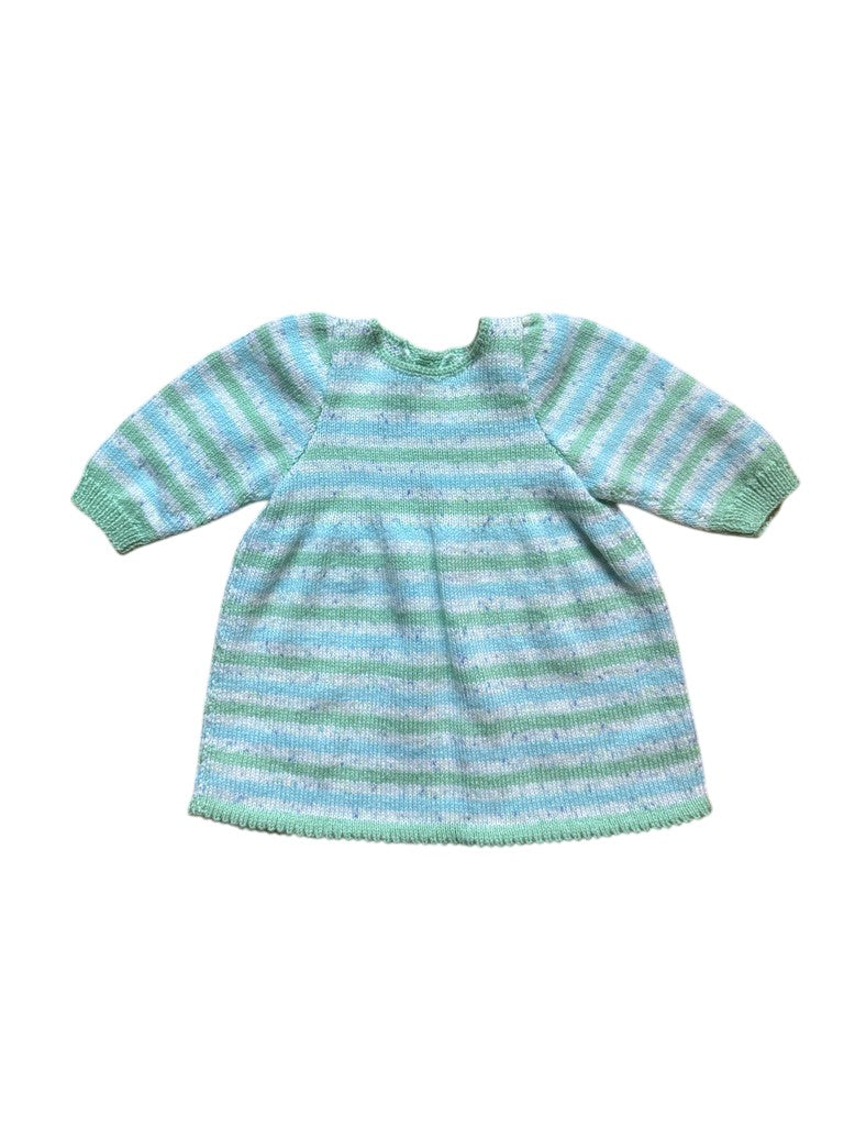 Robe tricot rayée verte - 3 mois