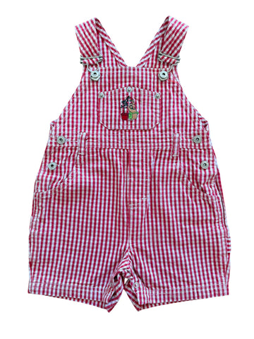 Salopette vichy brodée rouge - 18 mois