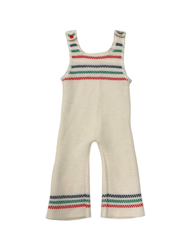 Combinaison tricot bleu vert rouge - 12 mois