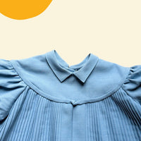 Robe ancienne plissée bleue - 12/18 mois