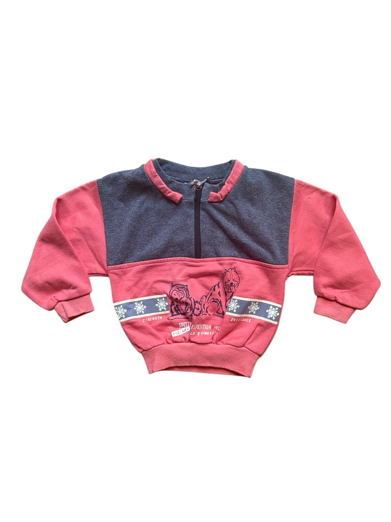 Sweat loup orange et gris - 24 mois