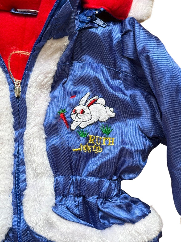 Combi pilote satinée broderies lapins - 3 mois