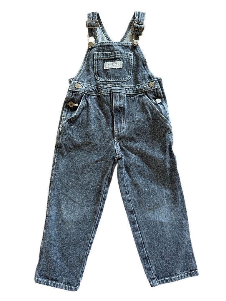 Salopette en jean noir brodée - 4 ans