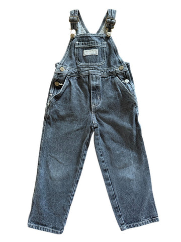 Salopette en jean noir brodée - 4 ans