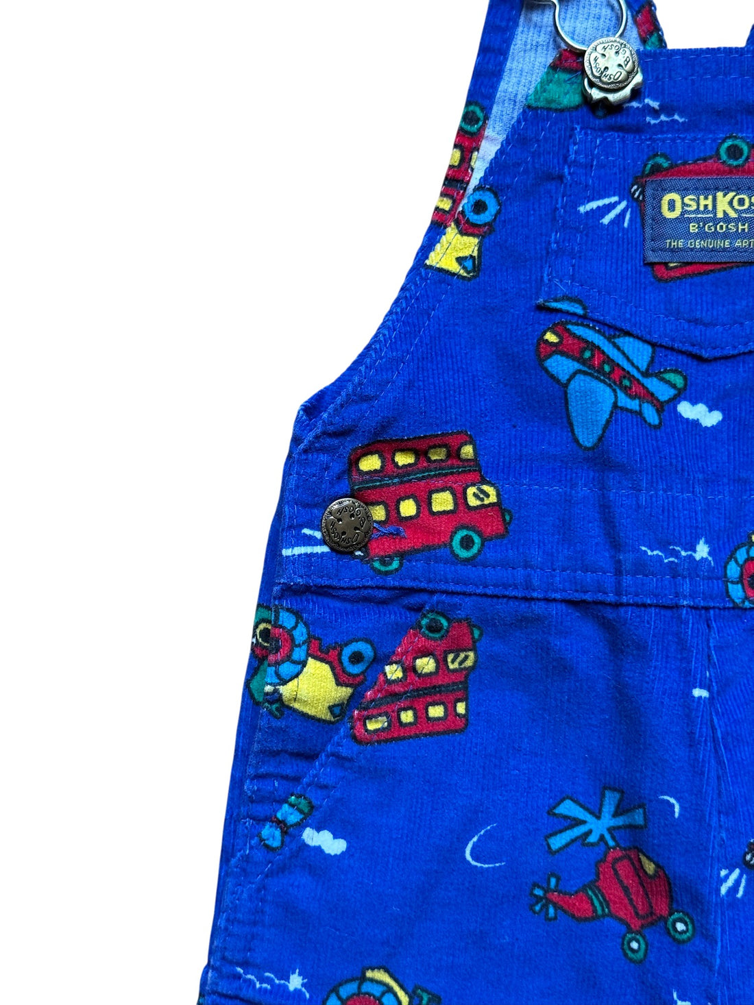 Salopette velours vehicules bleue - 18 mois