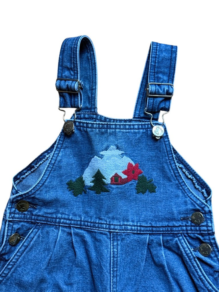 Salopette jean broderies montagne - 24 mois