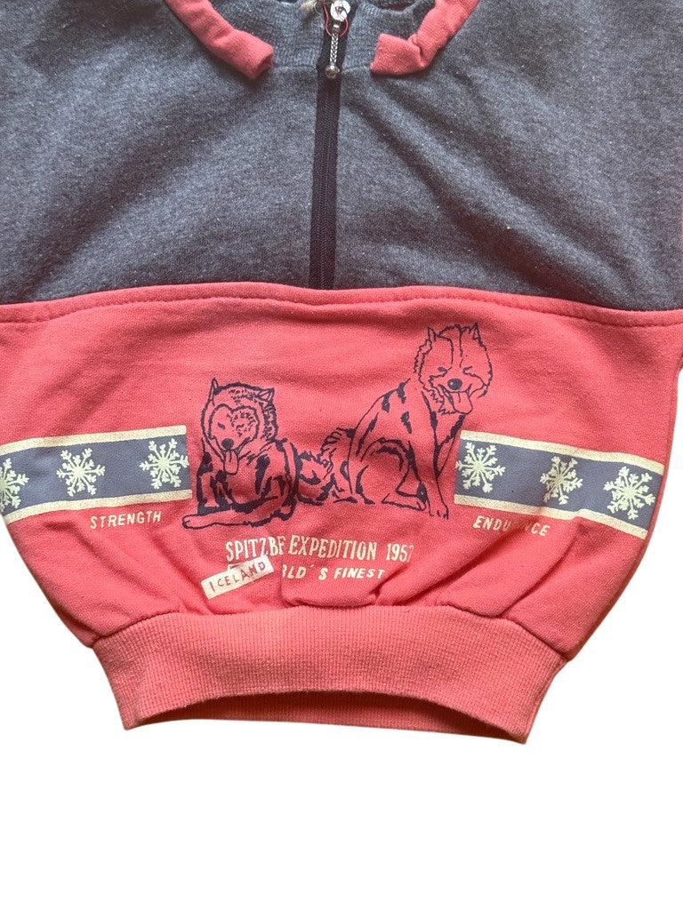 Sweat loup orange et gris - 24 mois