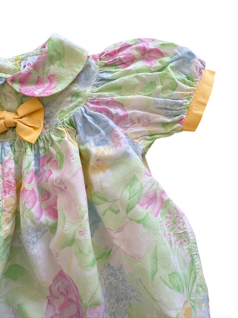 Combinaison fleurie noeud jaune - 6 mois