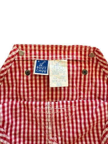 Salopette vichy brodée rouge - 18 mois