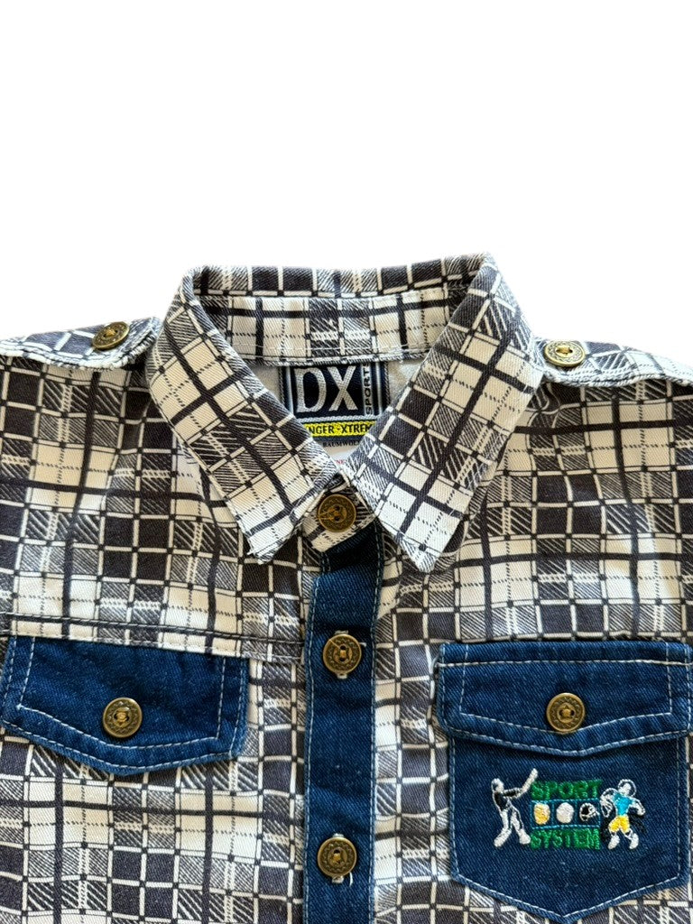 Chemisette denim carreaux sport - 24 mois