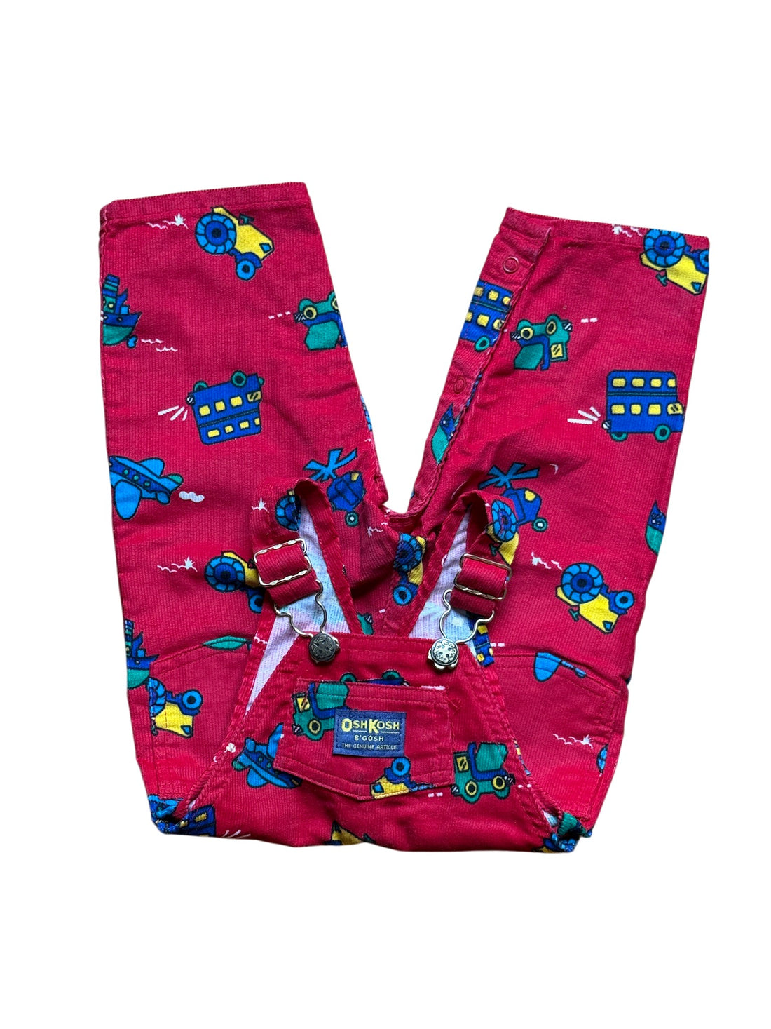 Salopette velours vehicules rouge - 12 mois