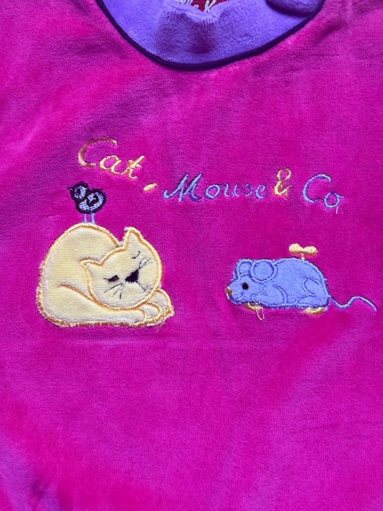 Robe pull velours chat et souris rose - 6 mois