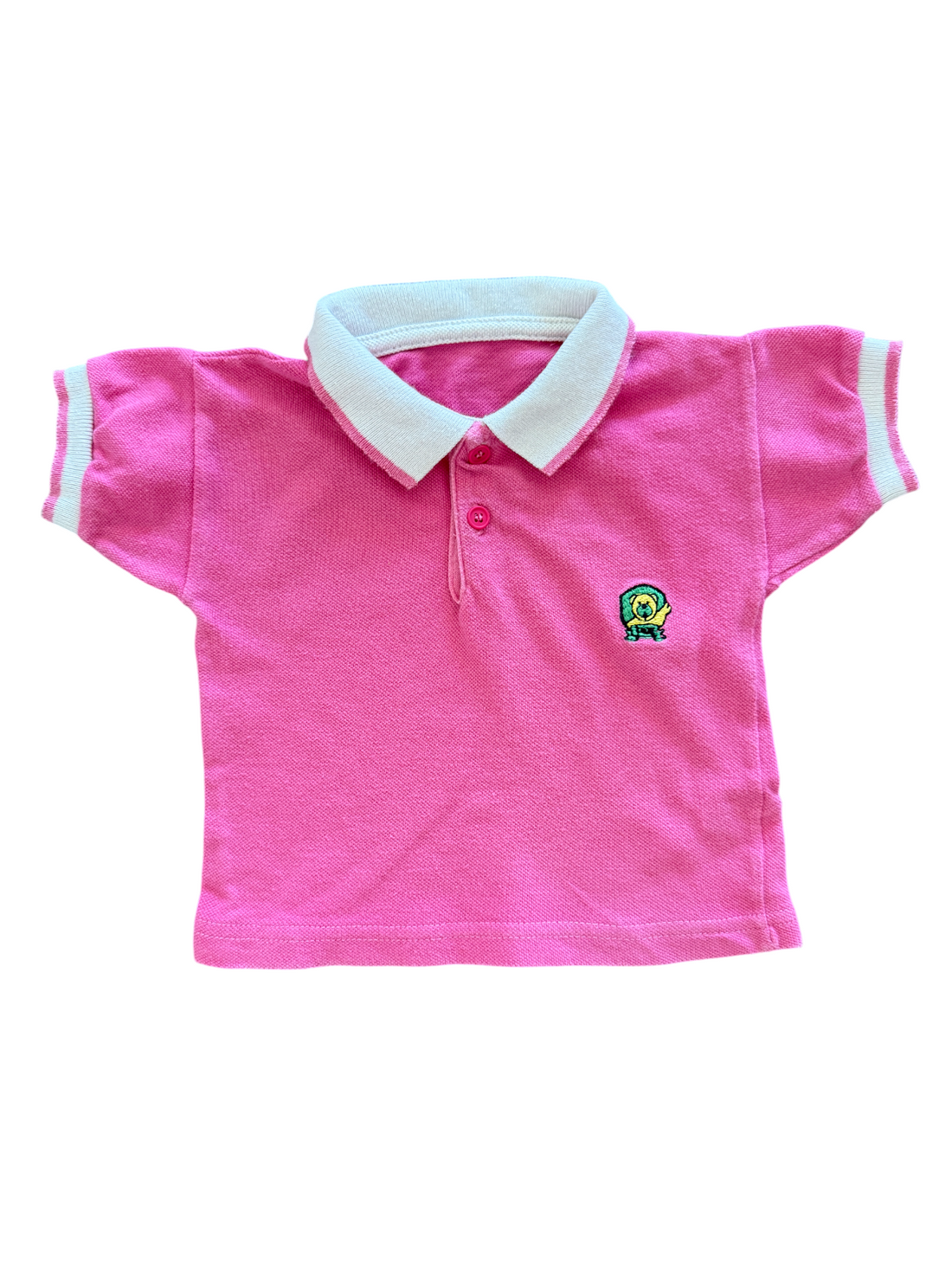 Polo rose brodé lion - 6 mois