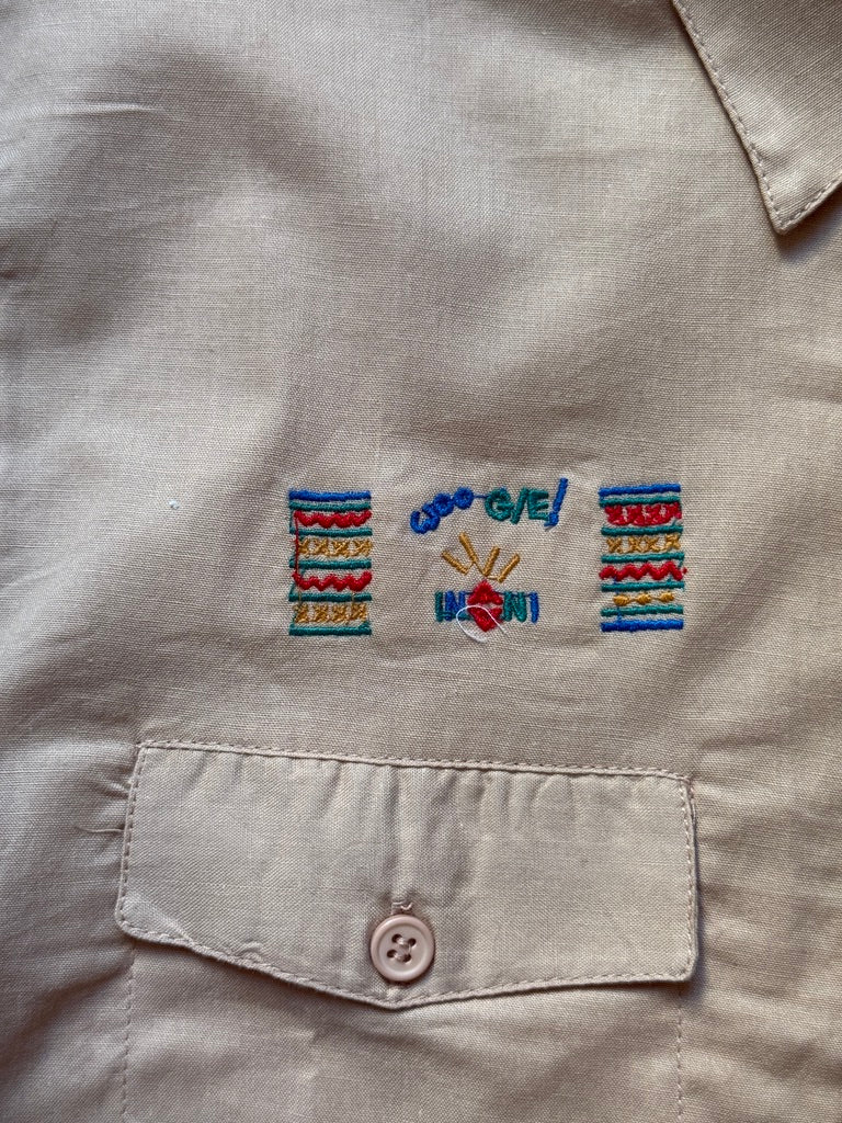 Chemisette broderies afrique beige 2 - 8 ans