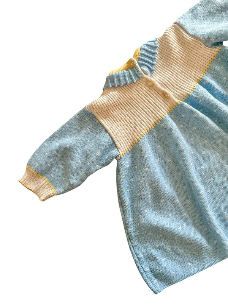 Robe bleu collerette maille - 18/24 mois