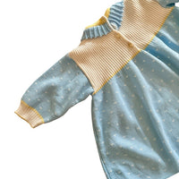 Robe bleu collerette maille - 18/24 mois