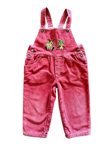 Salopette rayée velours côtelé rose - 24 mois