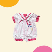 Combinaison marinière rose encre - 6 mois