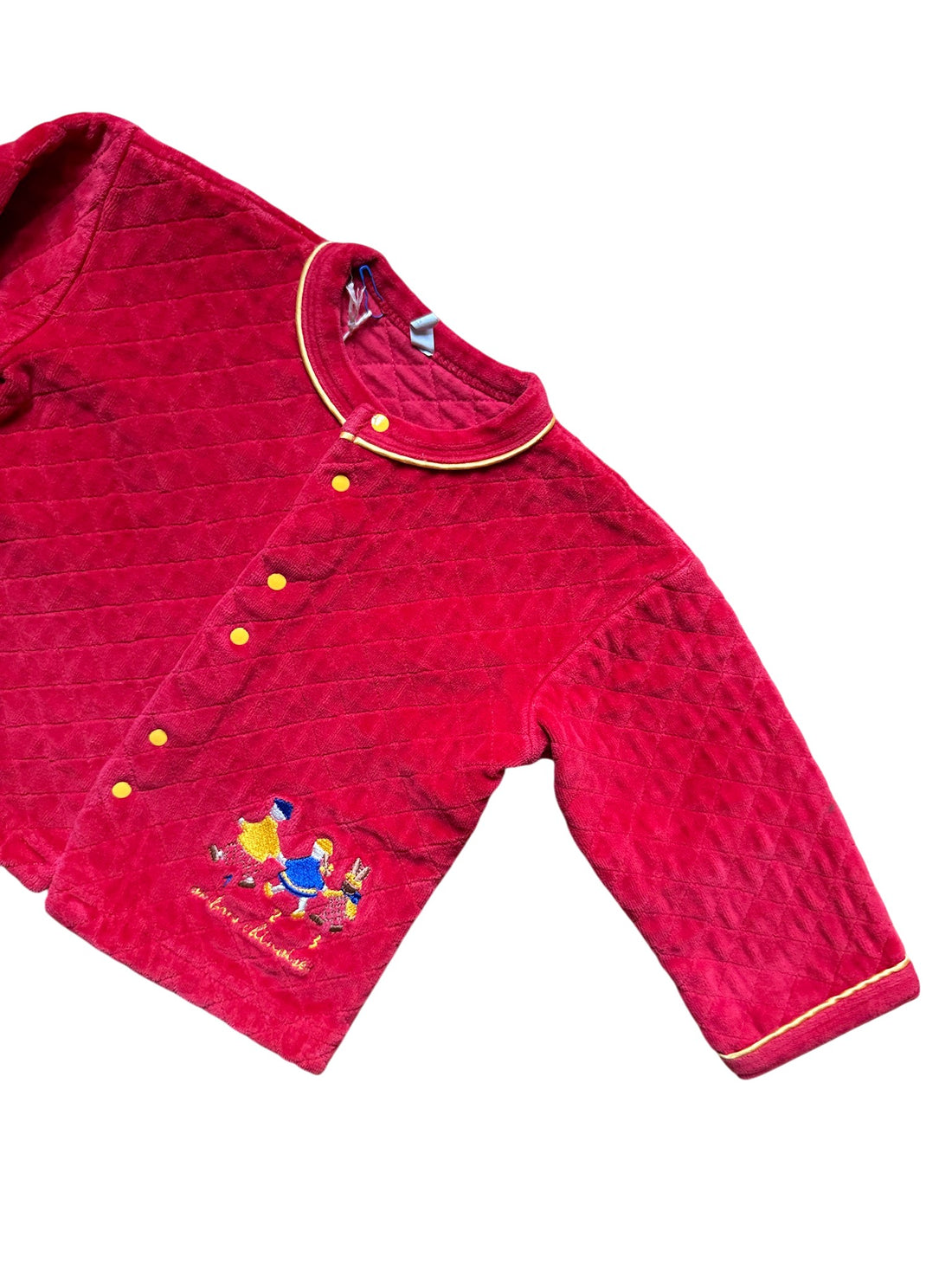 Gilet velours lisse rouge brodé made in Portugal - 12 mois