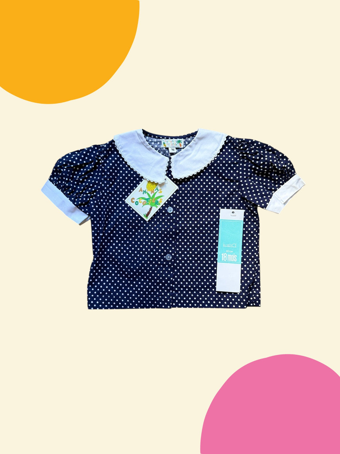 Ensemble chemisier + short pois marine - 18 mois