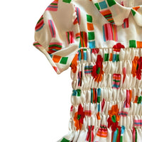 Robe motifs 70s smockée - 5 ans