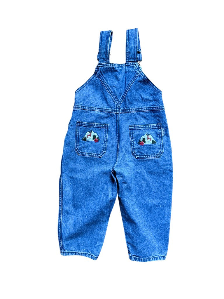 Salopette jean broderies montagne - 24 mois