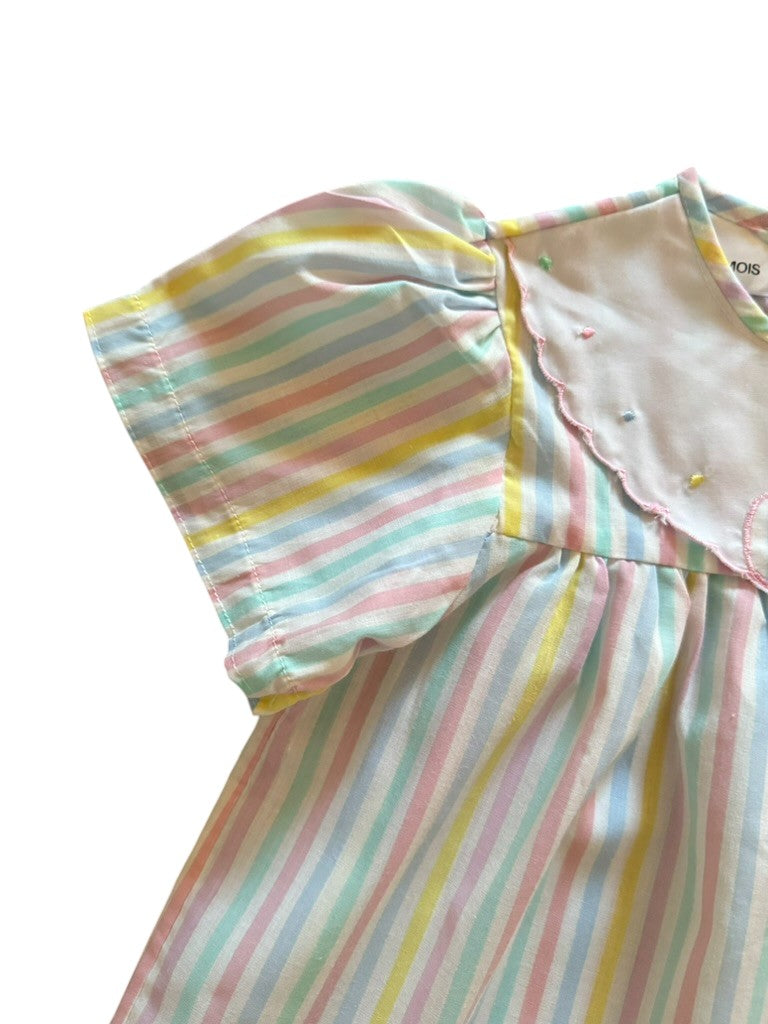 Robe rayée pastel noeud - 18 mois