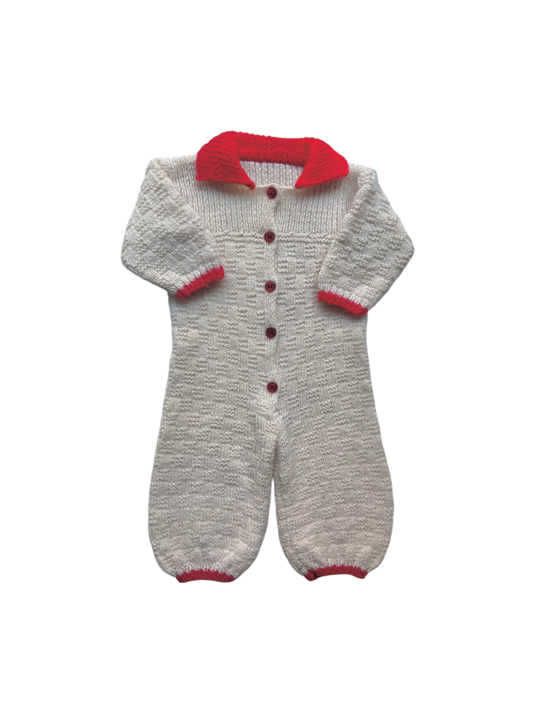 Combinaison tricot écru et rouge - 3 mois