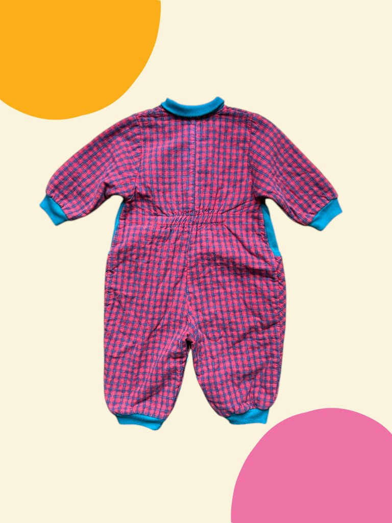 Combinaison tartan rouge et vert - 12 mois