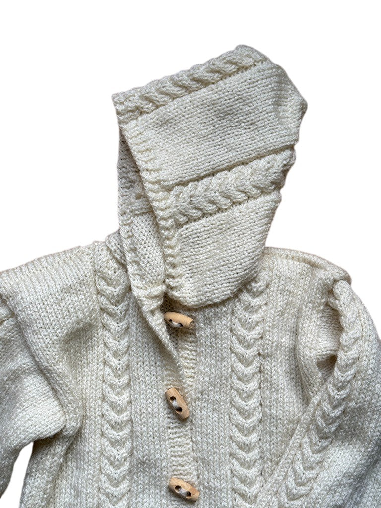 Gilet torsadé écru à capuche - 18/24 mois