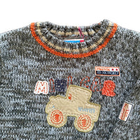 Pull gris brodé voiture - 24 mois