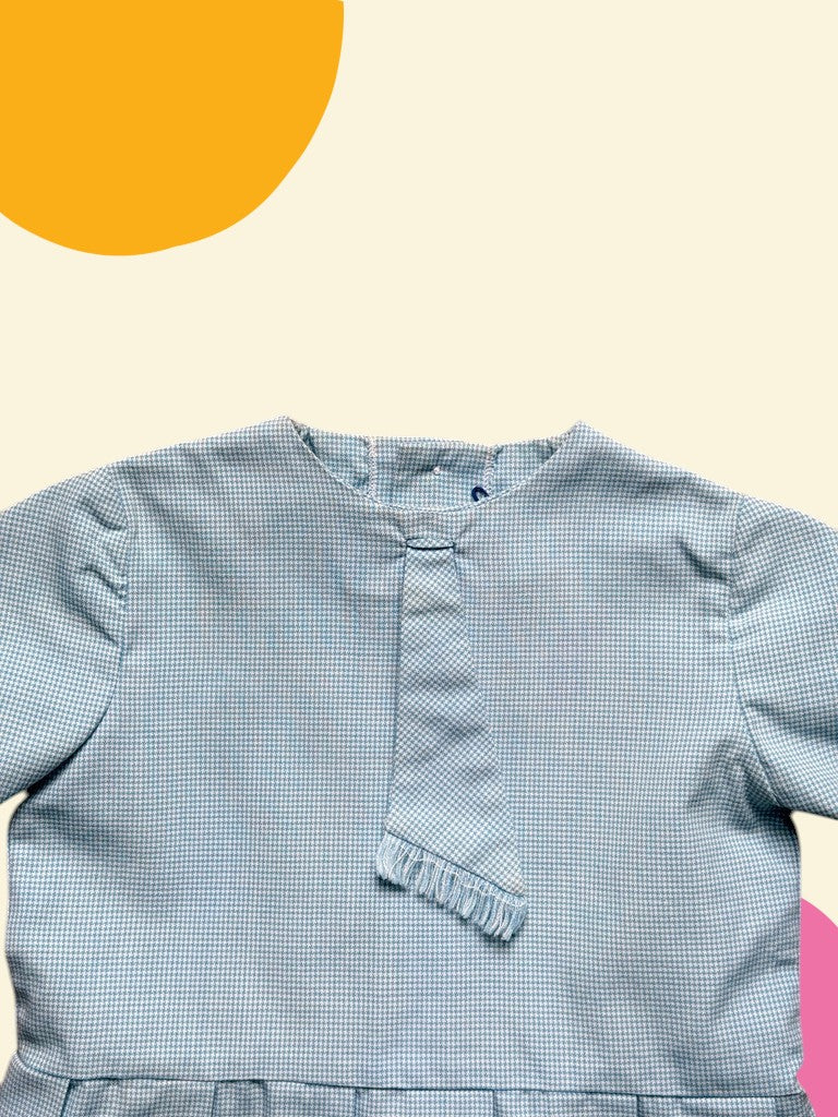 Robe pied de poule bleue années 60 - 24 mois