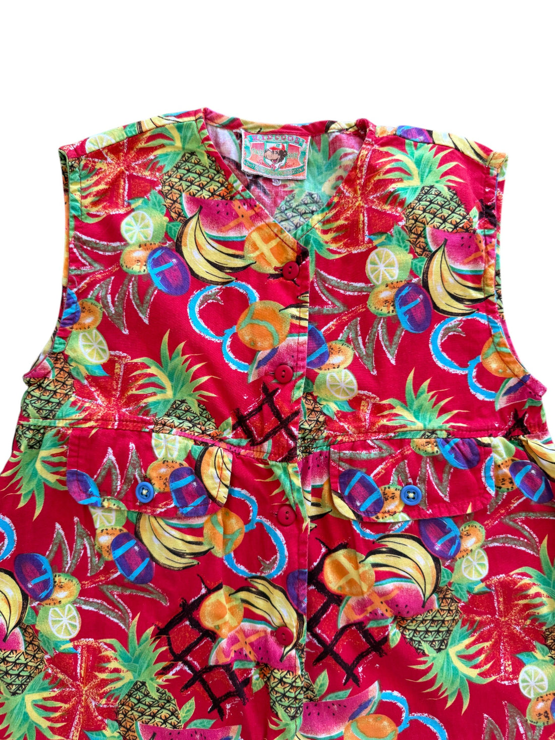 Combinaison fruits tropiques rouge - 8/10 ans