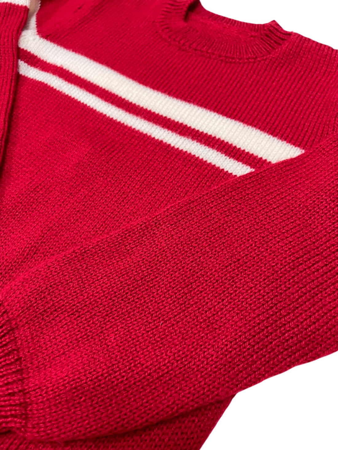 Pull jacquard rouge et blanc - 12 ans