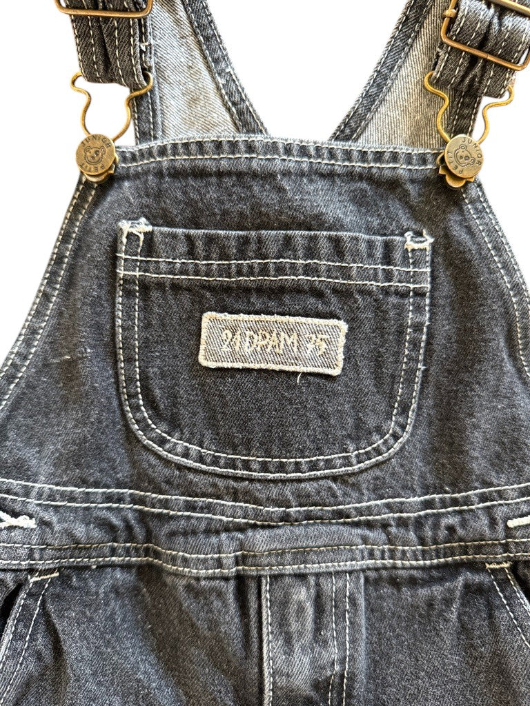 Salopette en jean noir brodée - 4 ans