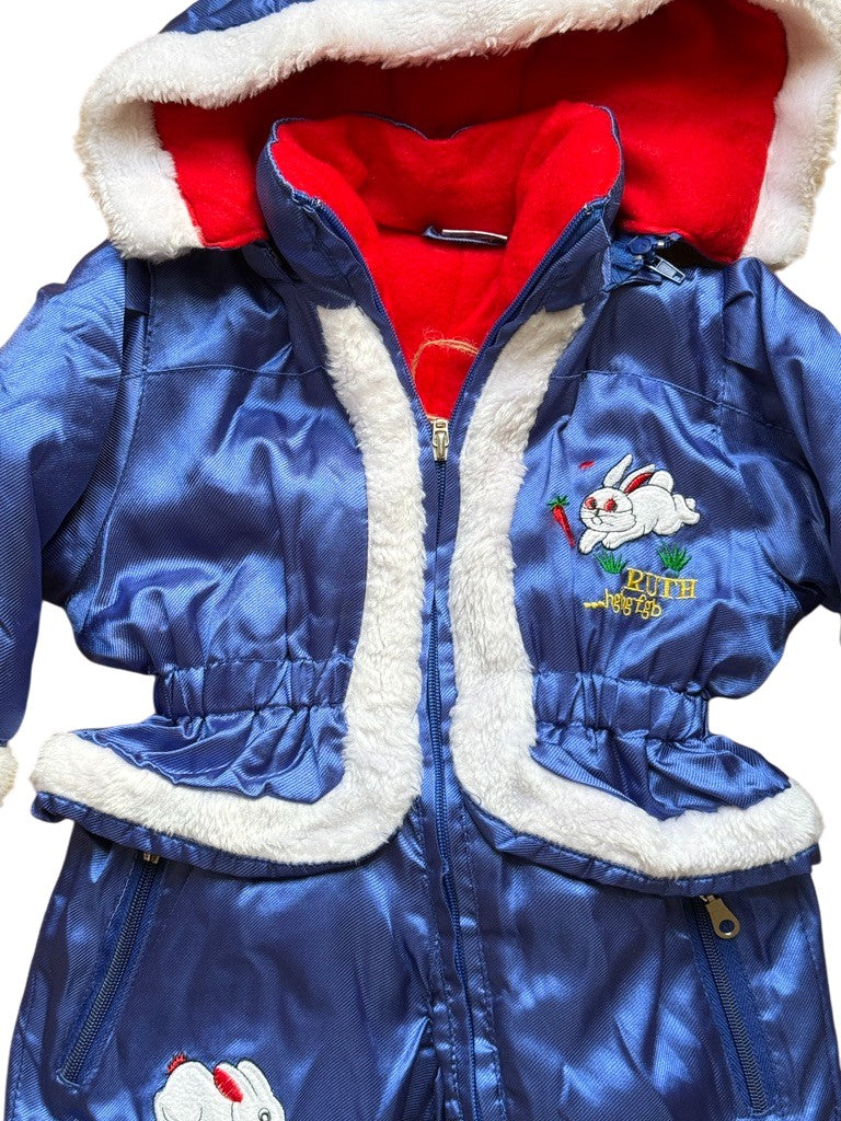 Combi pilote satinée broderies lapins - 3 mois