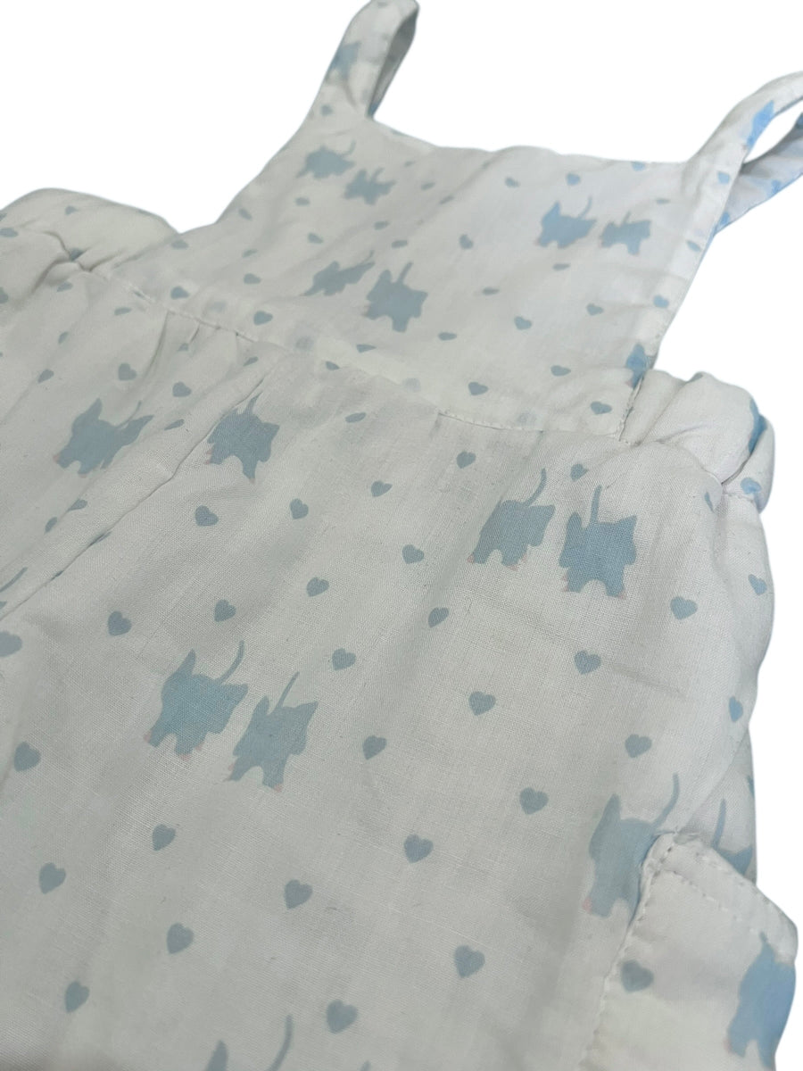 Ensemble molletonné chat bleu et blanc - 12 mois