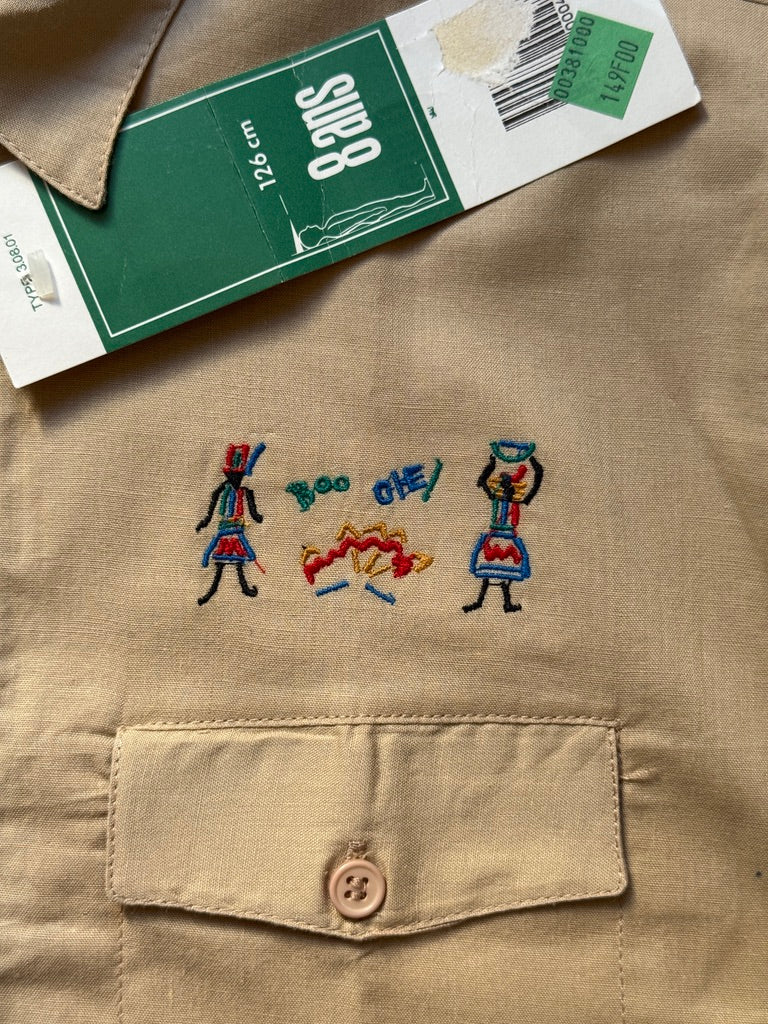 Chemisette broderies afrique beige 2 - 8 ans