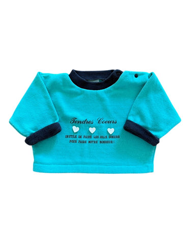 Sweat vert coeurs - 6 mois