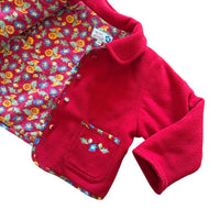 Veste polaire fleurie rouge - 4 ans