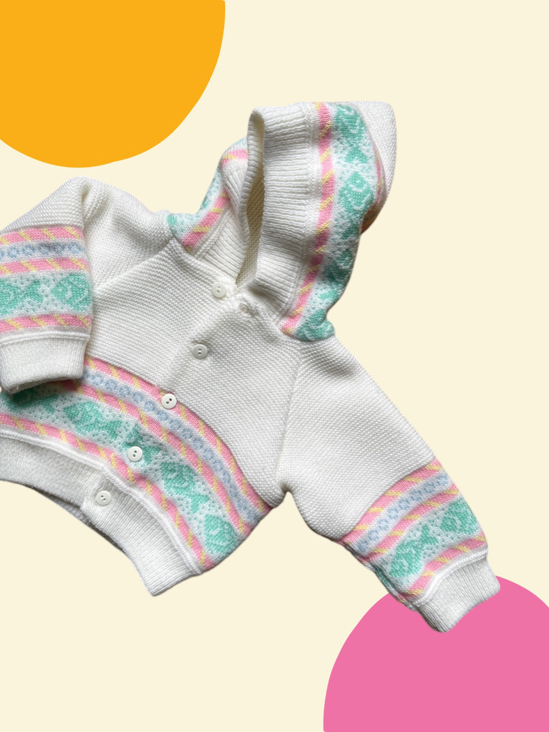 Gilet point mousse rayé pastel - 3 mois