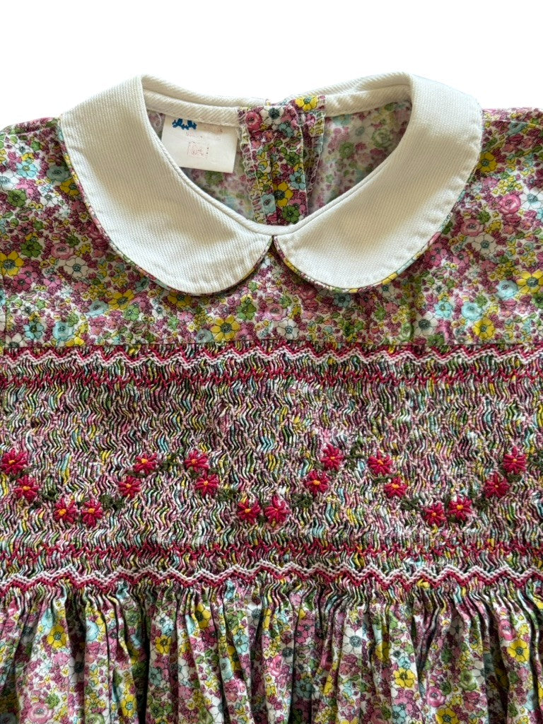 Robe fleurie smockée col claudine - 3 ans