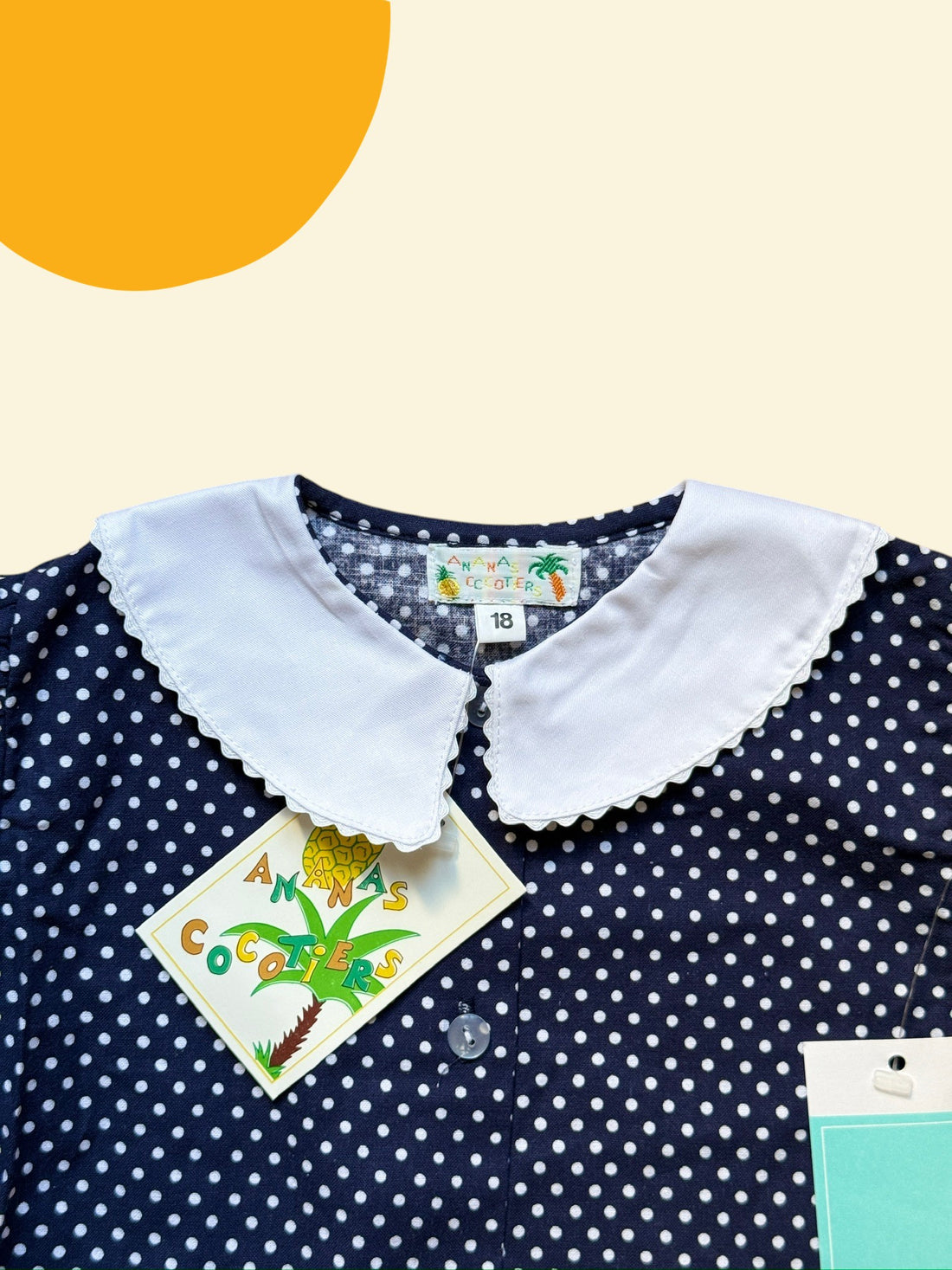 Ensemble chemisier + short pois marine - 18 mois