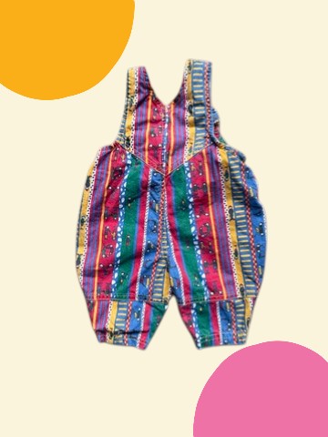 Salopette rayée bonhommes multico - 3 mois