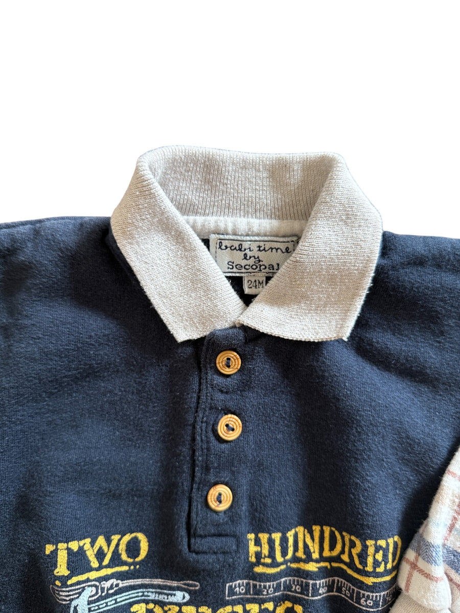 Sweat polo bi-matières - 24 mois