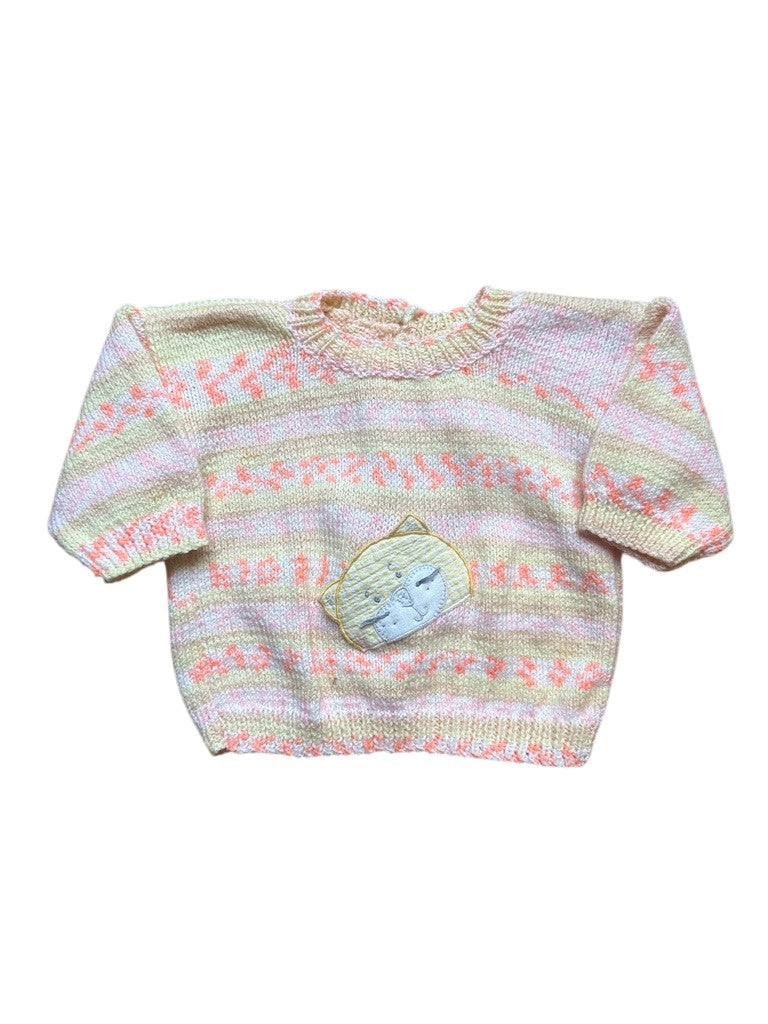 Pull chat orangé - 3 mois