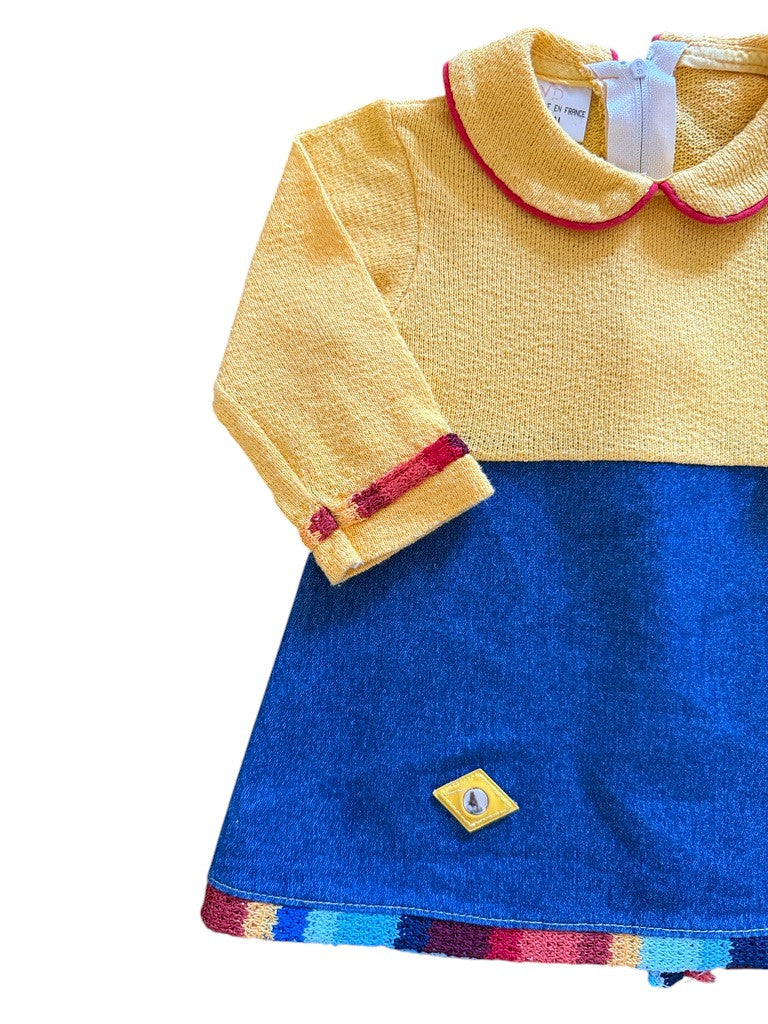 Robe bi-matière 70s - 12 mois