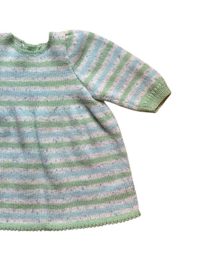 Robe tricot rayée verte - 3 mois